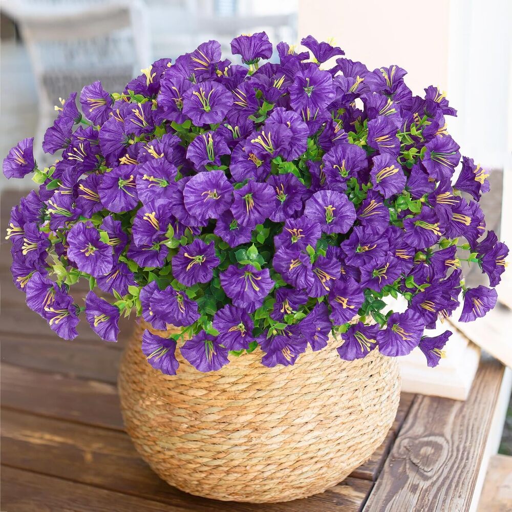 4040 Artificial Flowers Plant Outdoor Spring Decor, 10 Bundles Purple UV
